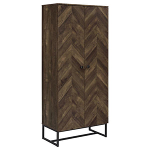 CoasterEveryday - Carolyn - 2-Door Accent Cabinet - Rustic Oak And Gunmetal - Wood - 5th Avenue Furniture