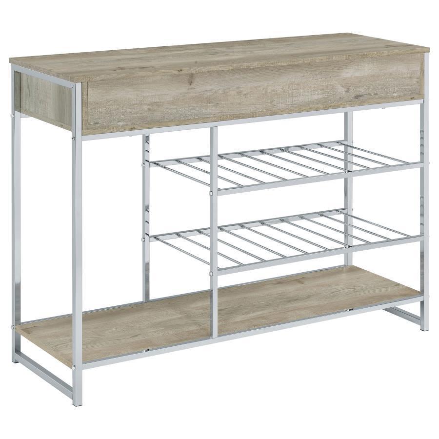 Coaster Fine Furniture - Melrose - Bar Cabinet - Gray Washed Oak And Chrome - 5th Avenue Furniture