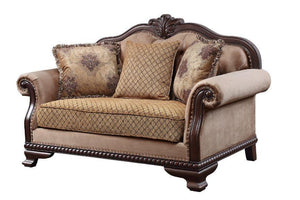 ACME - Chateau De Ville - Loveseat - Fabric & Espresso Finish - 5th Avenue Furniture