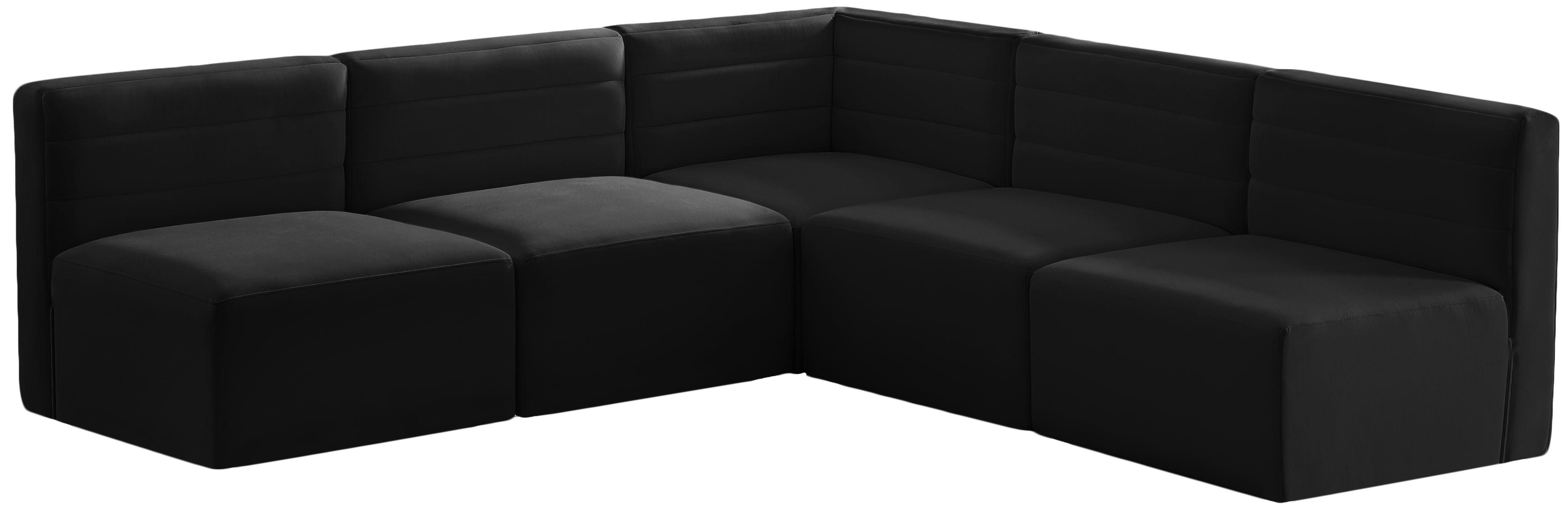 Meridian Furniture - Quincy - Modular Sectional - Black - Fabric - Modern & Contemporary - 5th Avenue Furniture