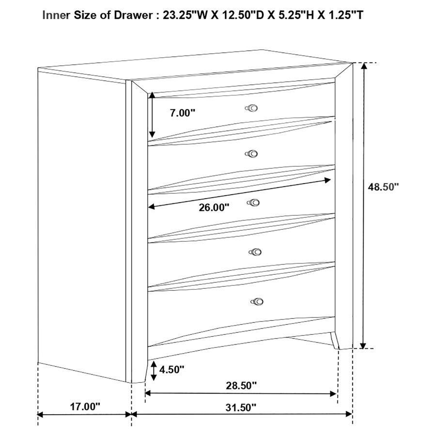 CoasterEssence - Briana - Rectangular 5-Drawer Chest - Black - 5th Avenue Furniture