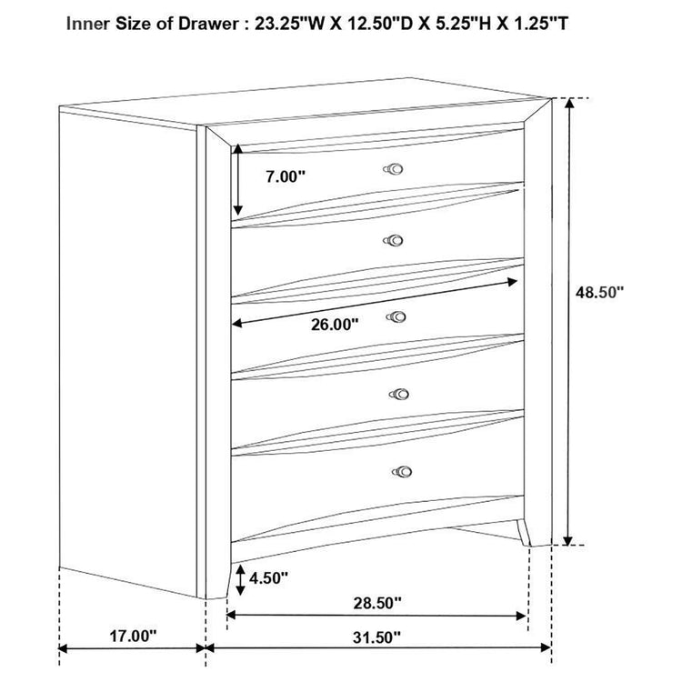 CoasterEssence - Briana - Rectangular 5-Drawer Chest - Black - 5th Avenue Furniture