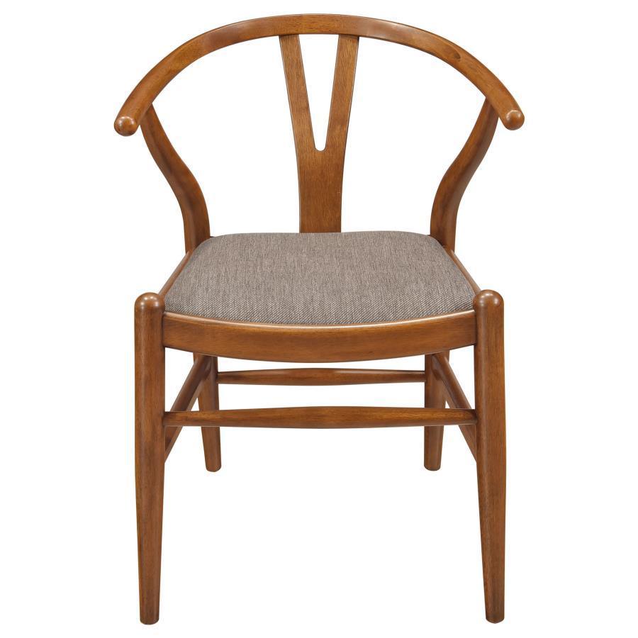 Coaster Fine Furniture - Dinah - Danish Y-Shaped Back Wishbone Dining Side Chair (Set of 2) - Walnut And Brown - 5th Avenue Furniture