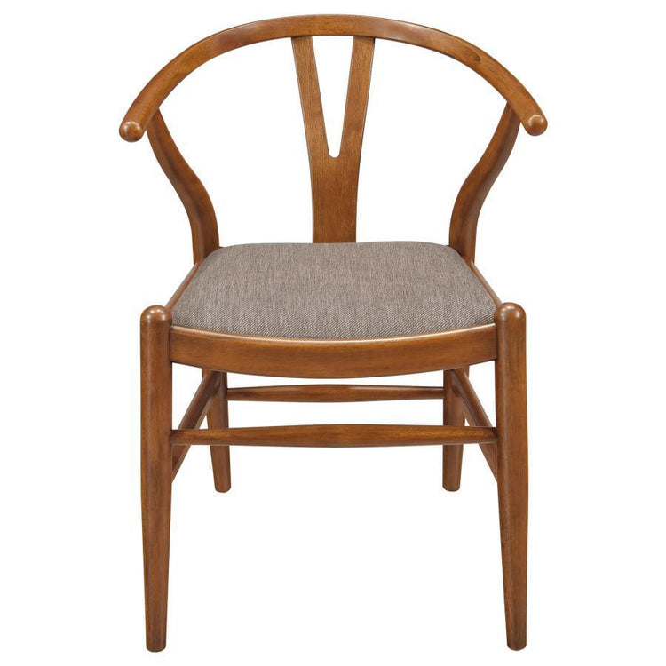 Coaster Fine Furniture - Dinah - Danish Y-Shaped Back Wishbone Dining Side Chair (Set of 2) - Walnut And Brown - 5th Avenue Furniture