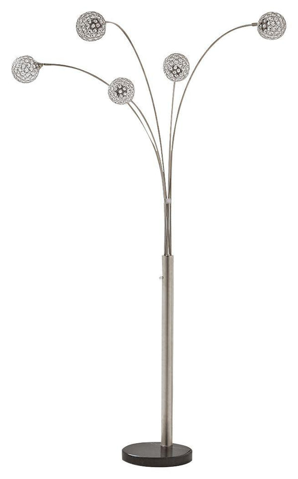 Ashley Furniture - Winter - Silver Finish - Metal Arc Lamp - 5th Avenue Furniture