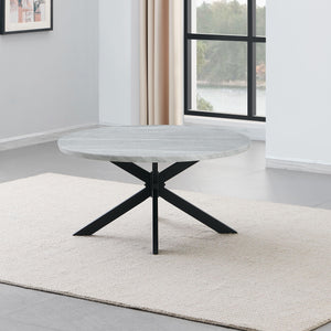 Steve Silver Furniture - Keyla - Faux Marble Round Cocktail Table - Gray - 5th Avenue Furniture