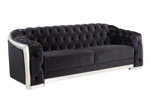 ACME - Pyroden - Sofa - Black Velvet & Chrome Finish - 5th Avenue Furniture