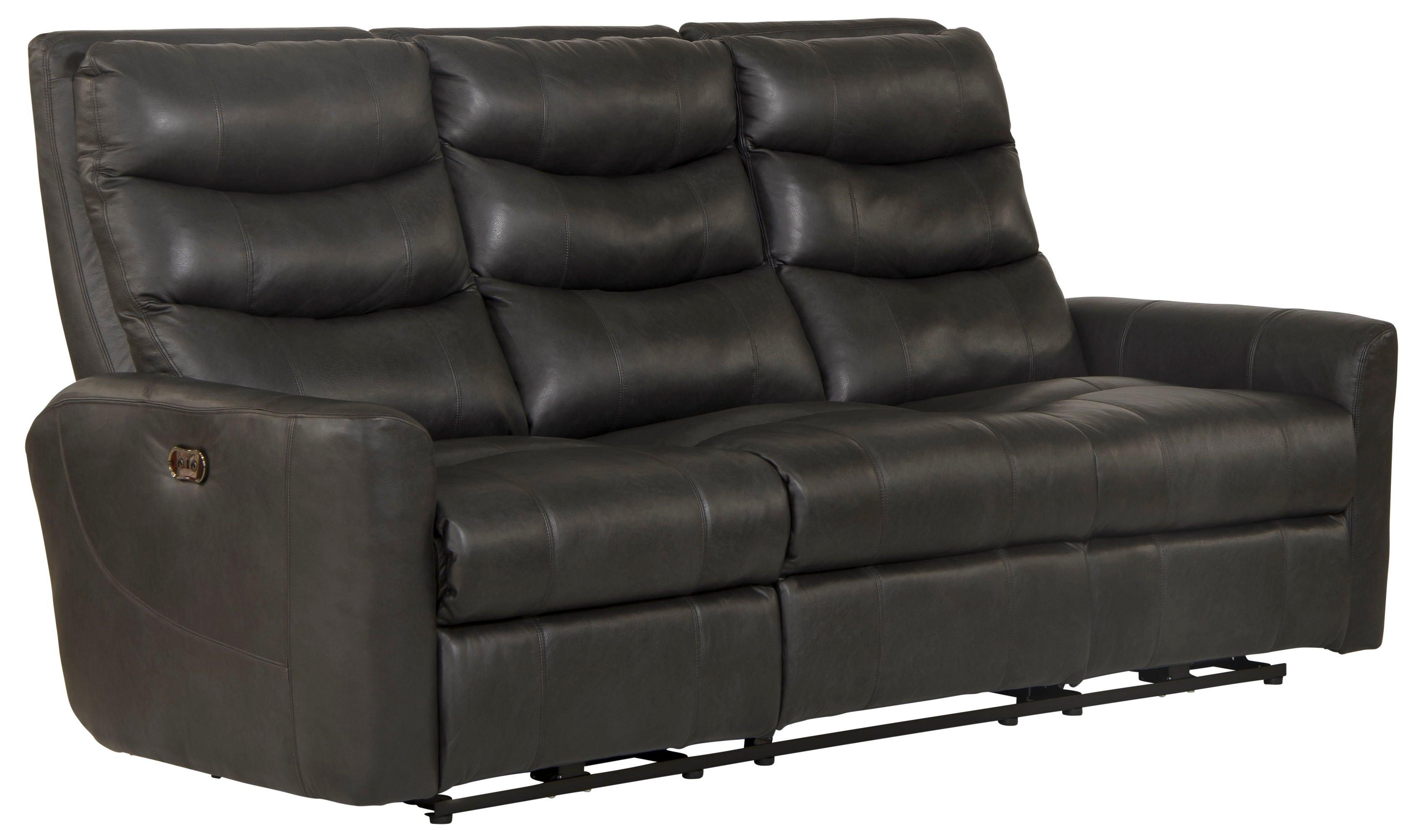 Catnapper - Bosa - Power Reclining Sofa - Charcoal - Leather - 5th Avenue Furniture