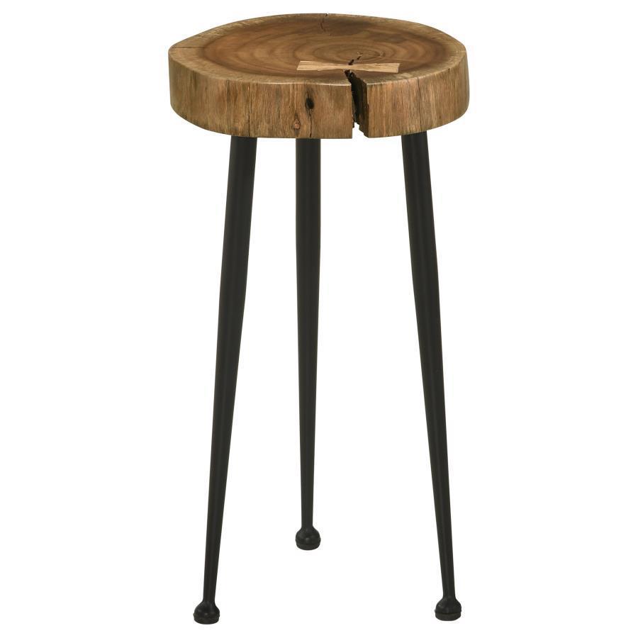 Coaster Fine Furniture - Keith - Round Wood Top Side Table - Natural And Black - 5th Avenue Furniture