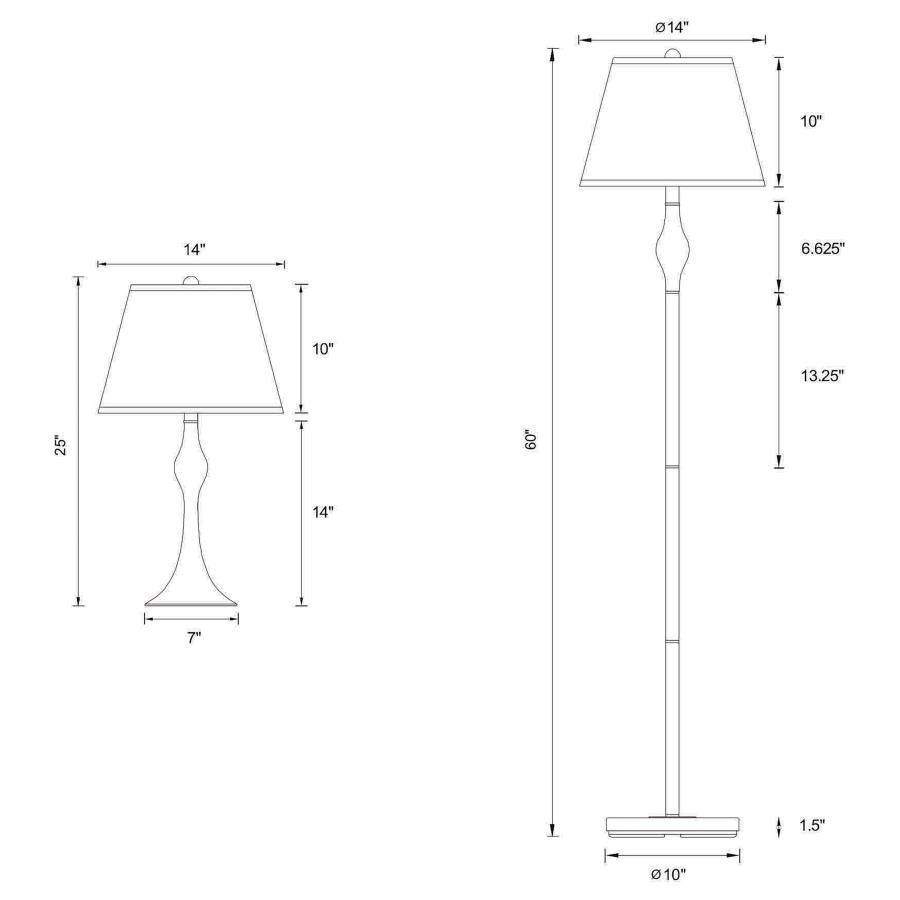 CoasterEssence - Griffin - 3 Piece Slender Lamp Set - Brushed Nickel - 5th Avenue Furniture