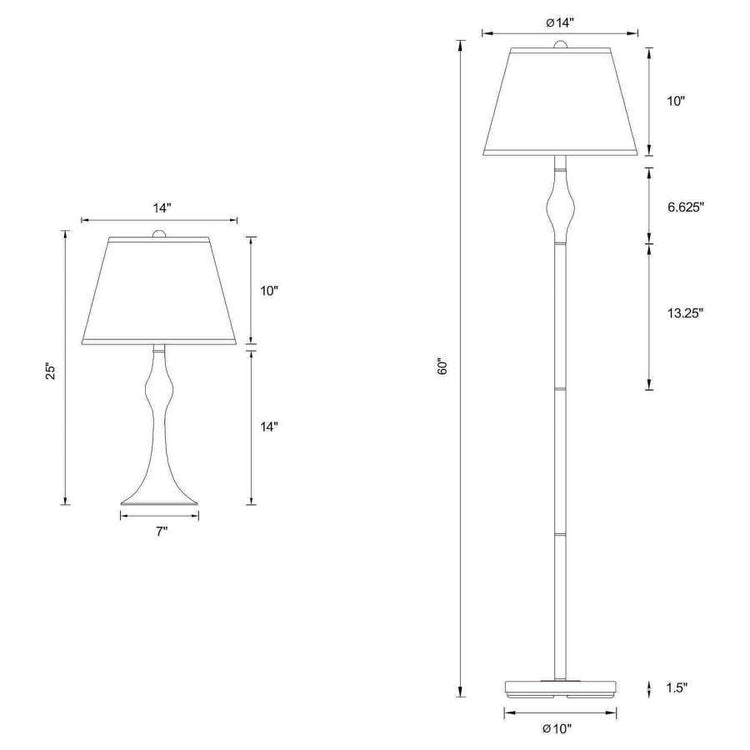 CoasterEssence - Griffin - 3 Piece Slender Lamp Set - Brushed Nickel - 5th Avenue Furniture