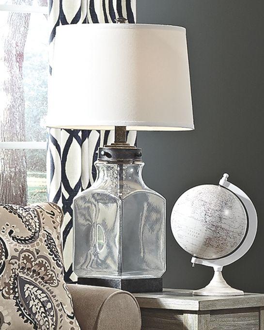 Ashley Furniture - Sharolyn - Transparent / Silver Finish - Glass Table Lamp - 5th Avenue Furniture