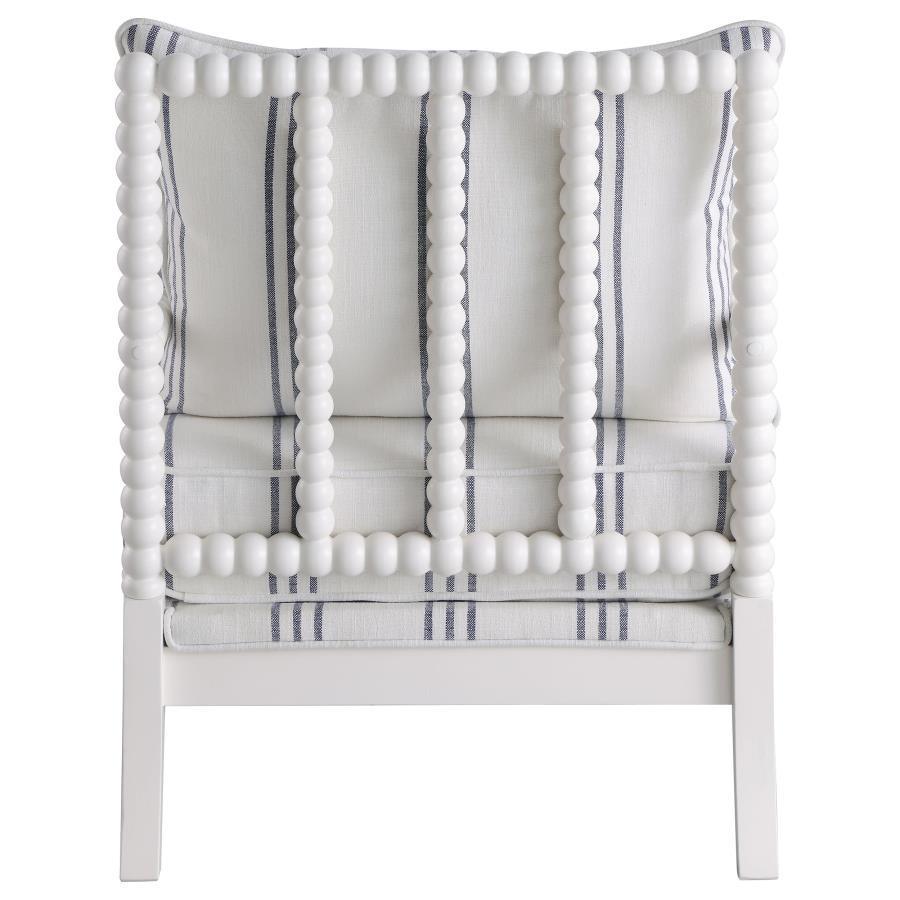 CoasterElevations - Blanchett - Upholstered Accent Chair With Spindle Accent - White And Navy - 5th Avenue Furniture