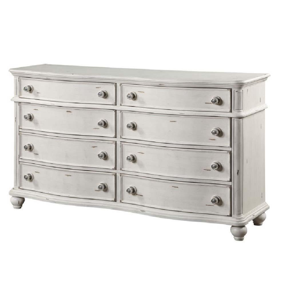 ACME - Jaqueline - Dresser - Light Gray Linen & Antique White Finish - 5th Avenue Furniture