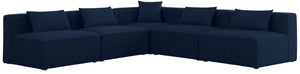 Meridian Furniture - Cube - Modular Sectional 5 Piece - Navy - Fabric - 5th Avenue Furniture