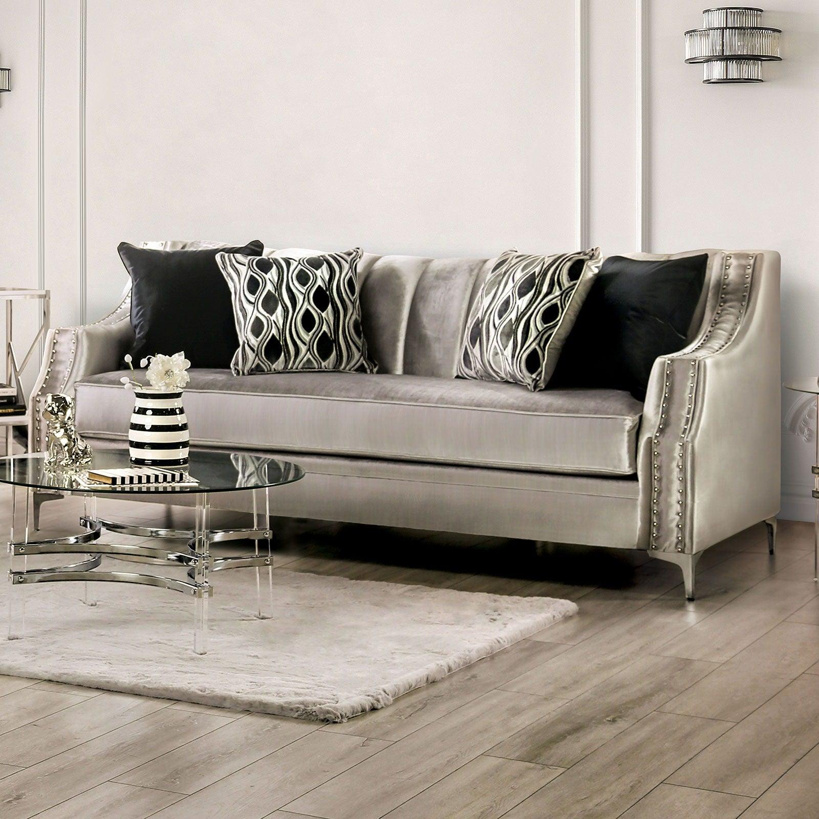 Furniture of America - Elicia - Sofa - Silver / Black - 5th Avenue Furniture