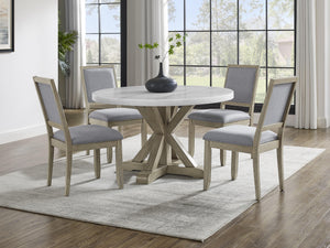 Steve Silver Furniture - Carena - 5 Piece Dining Set (Round Table And 4 Chairs) - Dark Gray - 5th Avenue Furniture