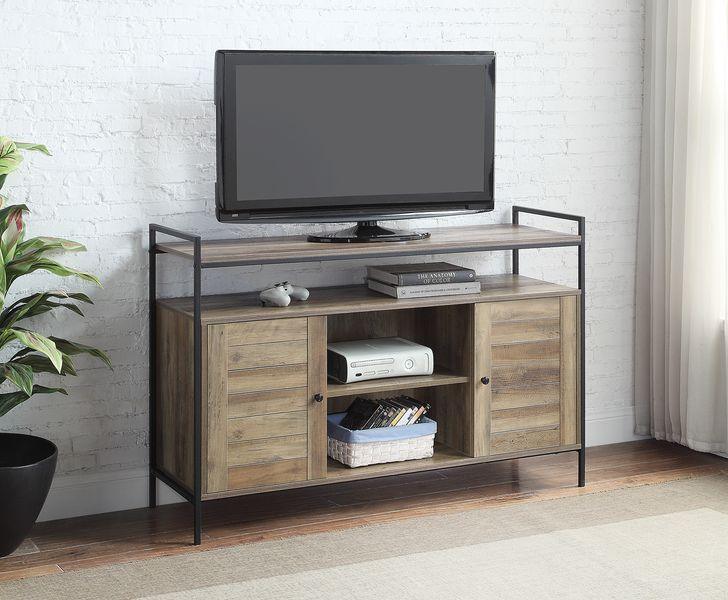 ACME - Baina - TV Stand - Rustic Oak & Black Finish - 5th Avenue Furniture