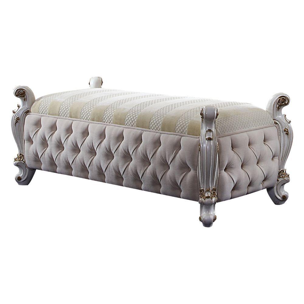 ACME - Picardy - Bench - Fabric & Antique Pearl - 5th Avenue Furniture