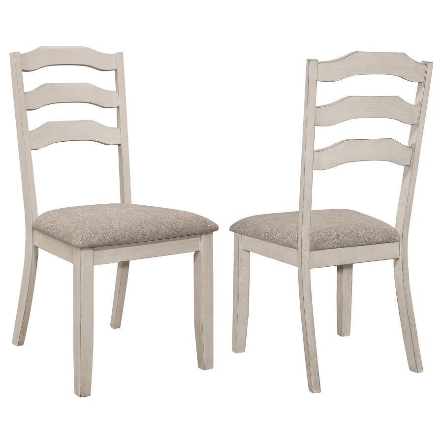 Coaster Fine Furniture - Ronnie - Ladder Back Padded Seat Dining Side Chair (Set of 2) - Khaki And Rustic Cream - 5th Avenue Furniture