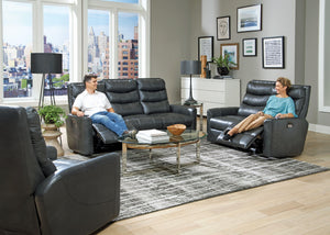 Catnapper - Bosa - Power Recliner - Charcoal - Leather - 5th Avenue Furniture