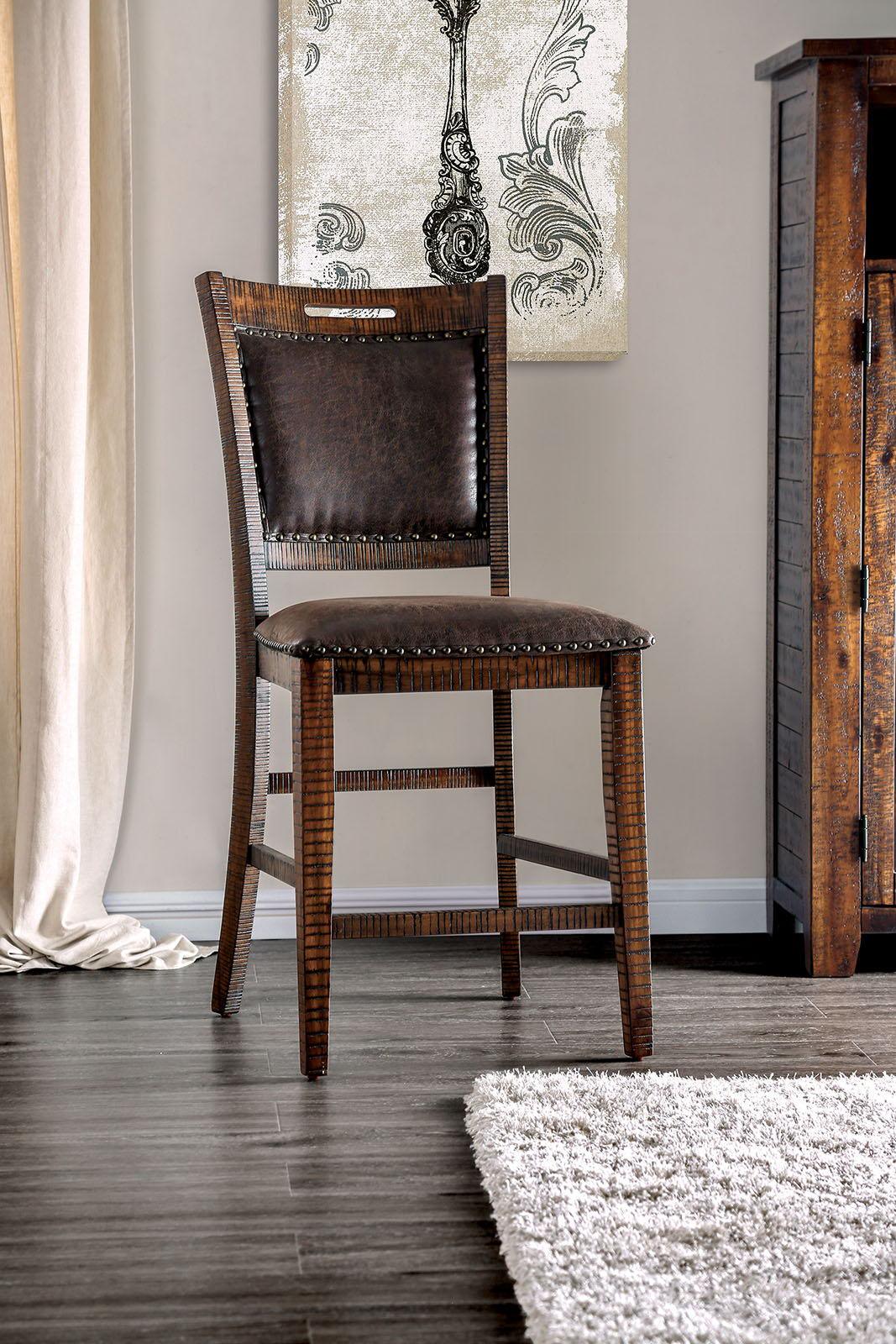 Furniture of America - Wichita - Counter Height Chair (Set of 2) - Distressed Dark Oak - 5th Avenue Furniture