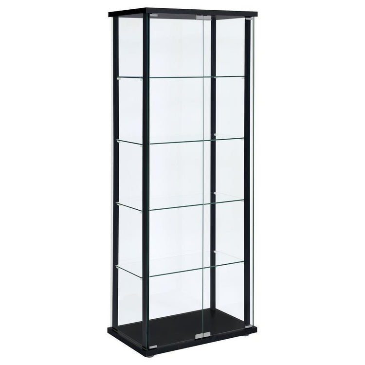 CoasterEveryday - Delphinium - 5-Shelf Glass Curio Cabinet - Black And Clear - 5th Avenue Furniture