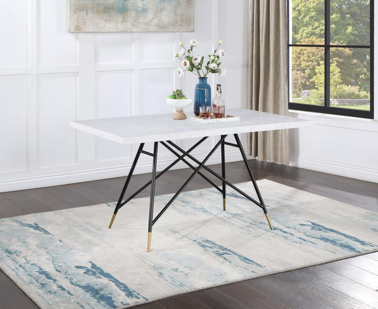 Coaster Fine Furniture - Gabrielle - Rectangular Marble Top Dining Table - White And Black - 5th Avenue Furniture