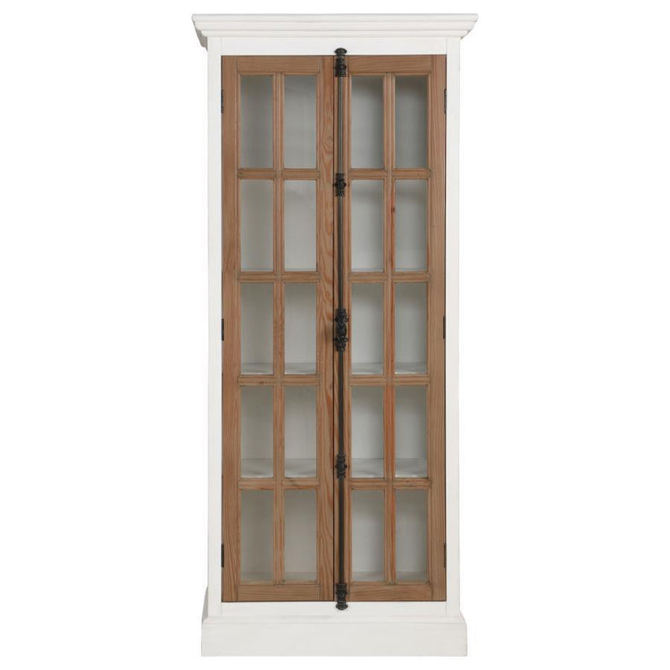 CoasterElevations - Tammi - 2-Door Tall Cabinet - Antique White And Brown - 5th Avenue Furniture