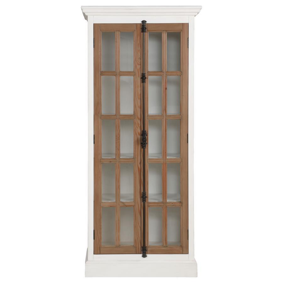 CoasterElevations - Tammi - 2-Door Tall Cabinet - Antique White And Brown - 5th Avenue Furniture