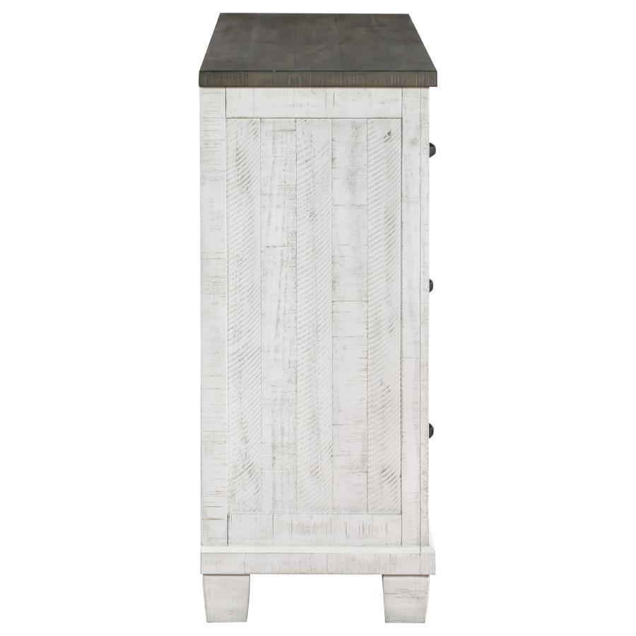 Coaster Fine Furniture - Lilith - 7-Drawer Dresser Distressed - Distressed Gray And White - 5th Avenue Furniture