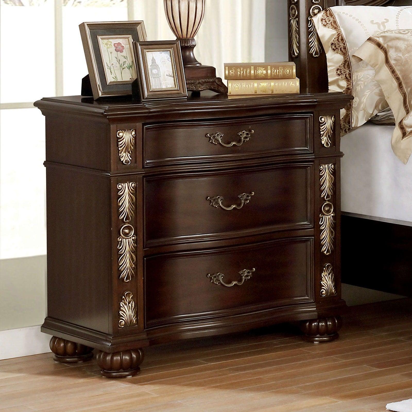 Furniture of America - Theodor - Nightstand With USB Plug - Brown Cherry - 5th Avenue Furniture