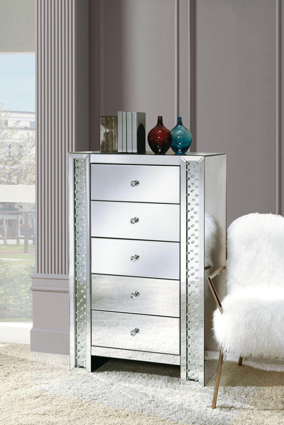 ACME - Nysa - Chest - Mirrored & Faux Crystals - 5th Avenue Furniture