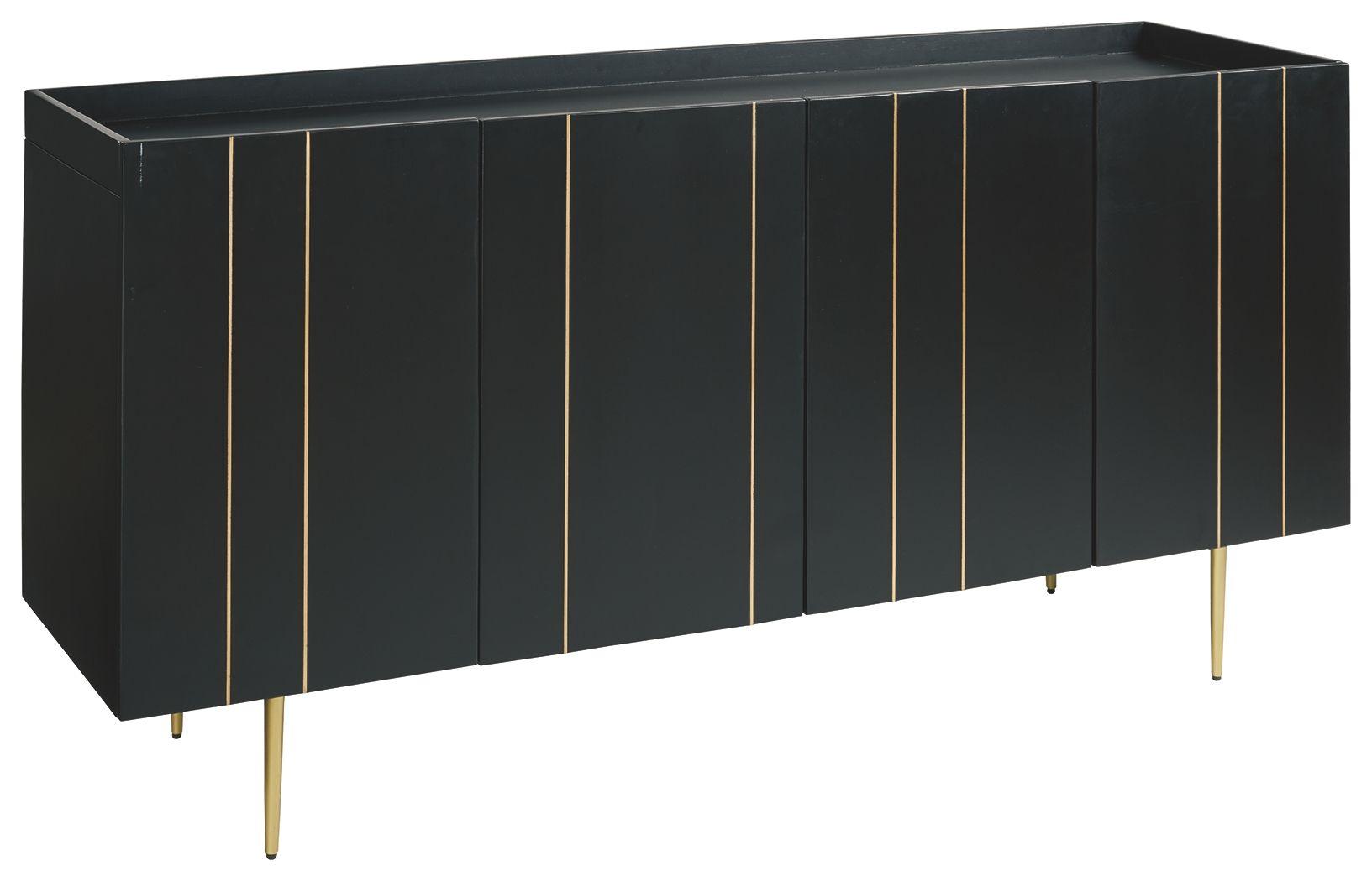 Ashley Furniture - Brentburn - Black / Gold Finish - Accent Cabinet - 5th Avenue Furniture