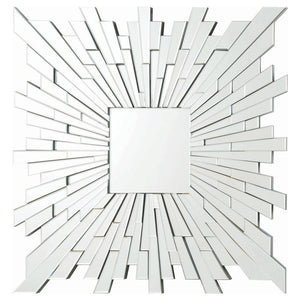 CoasterEssence - Brantley - Square Sunburst Wall Mirror - Silver - 5th Avenue Furniture