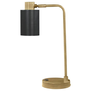 CoasterEssence - Cherise - Adjustable Shade Table Lamp - Antique Brass And Matte Black - 5th Avenue Furniture