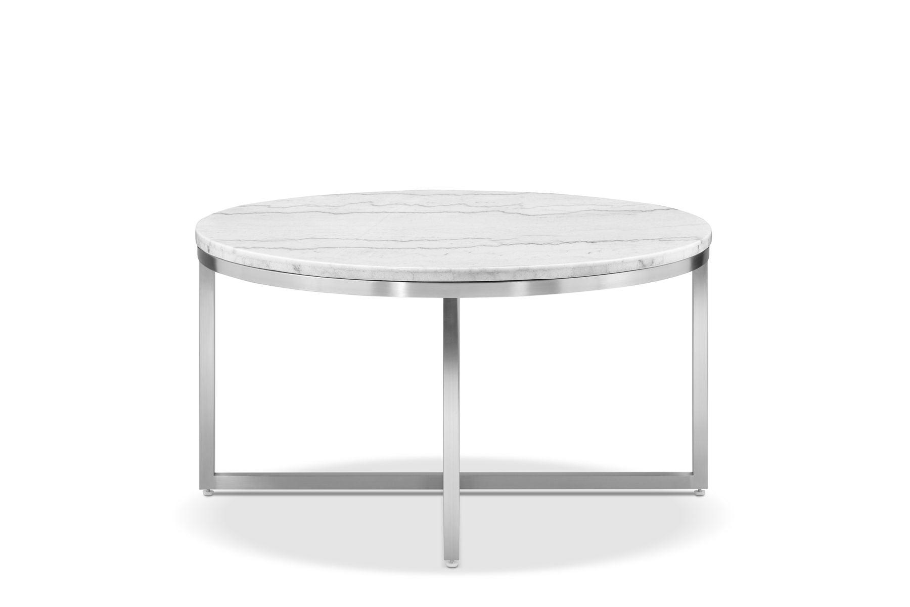 Magnussen Furniture - Esme - Round Cocktail Table - White Marble And Brushed Nickel - 5th Avenue Furniture