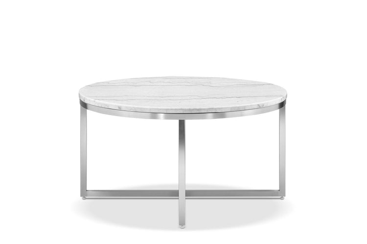 Magnussen Furniture - Esme - Round Cocktail Table - White Marble And Brushed Nickel - 5th Avenue Furniture