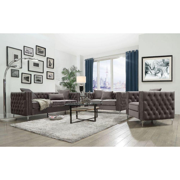 ACME - Gillian II - Sofa - Dark Gray Velvet - 5th Avenue Furniture