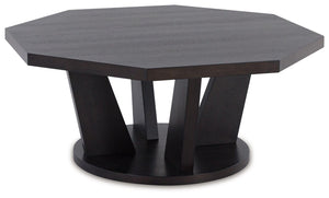 Signature Design by Ashley® - Chasinfield - Dark Brown - Octagon Coffee Table - 5th Avenue Furniture