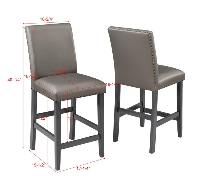 Crown Mark - Bankston - Counter Height Chair With Nailhead (Set of 2) - Gray - 5th Avenue Furniture