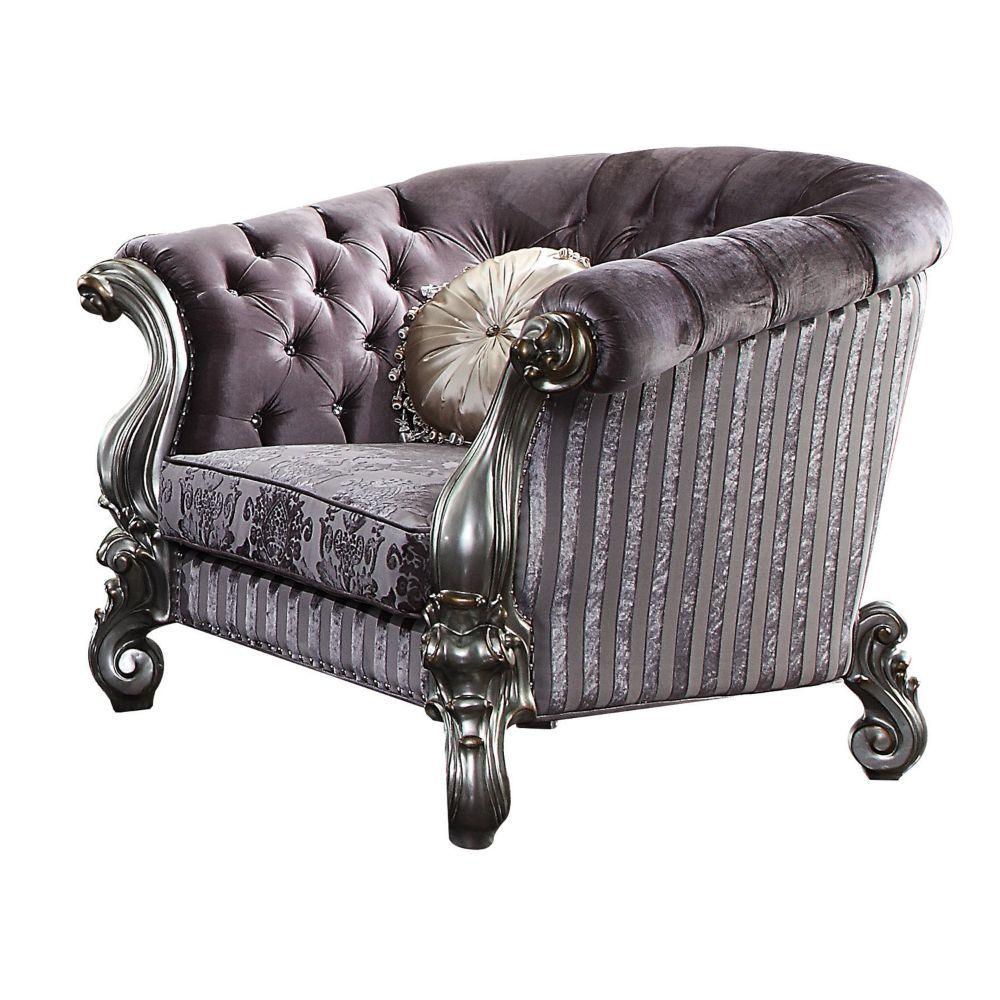 ACME - Versailles - Chair - Velvet & Antique Platinum - 39" - 5th Avenue Furniture
