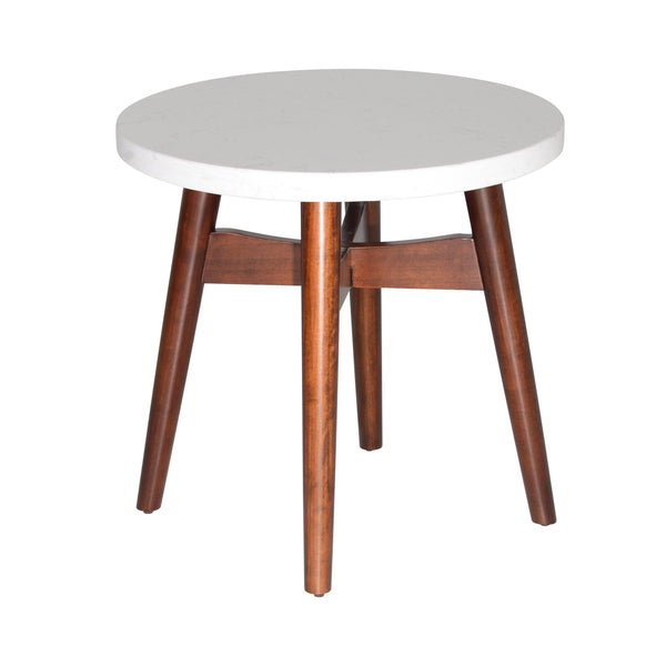 Steve Silver Furniture - Serena - Silverstone Round End Table - White - 5th Avenue Furniture