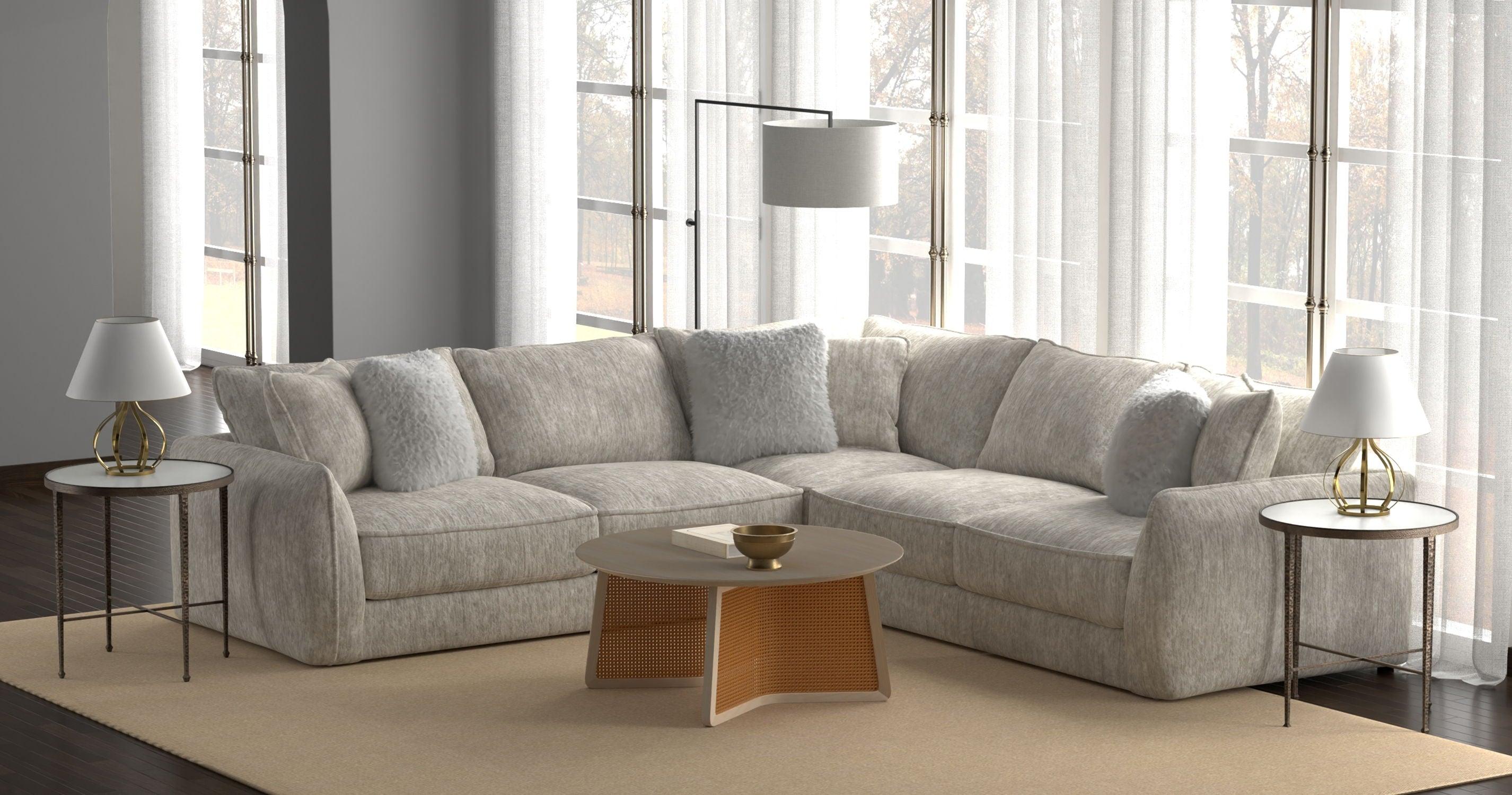 Jackson - Bucktown - 3 Piece Sectional With Extra Thick Cuddler Seat Cushions - Parchment - 5th Avenue Furniture