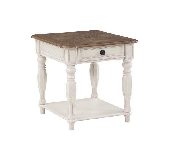 ACME - Florian - End Table - Oak & Antique White Finish - 5th Avenue Furniture