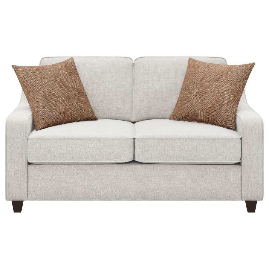 CoasterElevations - Christine - Upholstered Cushion Back Loveseat - Beige - 5th Avenue Furniture