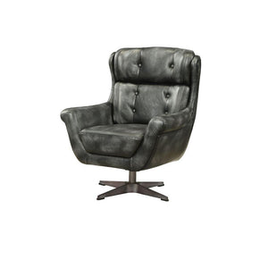 ACME - Asotin - Accent Chair - Vintage Black Top Grain Leather - 5th Avenue Furniture