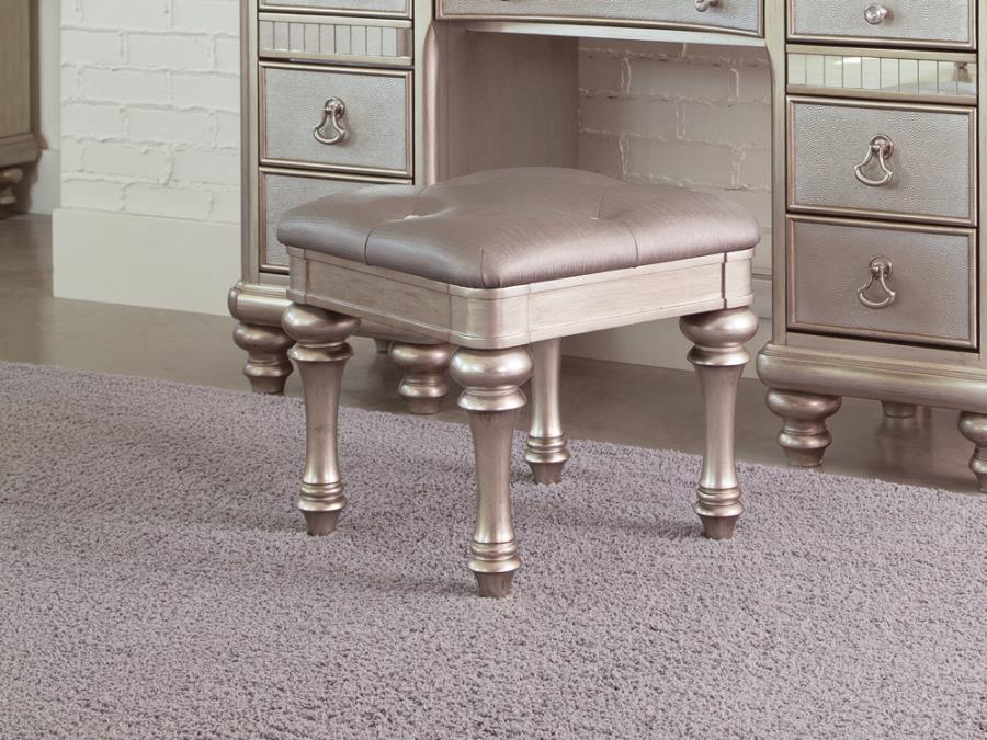 CoasterElevations - Bling Game - Upholstered Vanity Stool - Metallic Platinum - 5th Avenue Furniture