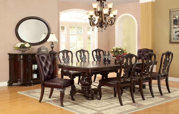 Furniture of America - Bellagio - Dining Table With 2 Leaves - Brown Cherry - 5th Avenue Furniture