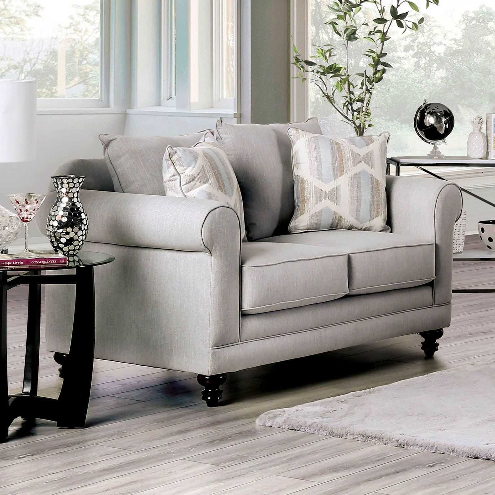 Furniture of America - Kacey - Loveseat - Light Gray /Powder Blue / Pale Plum - 5th Avenue Furniture